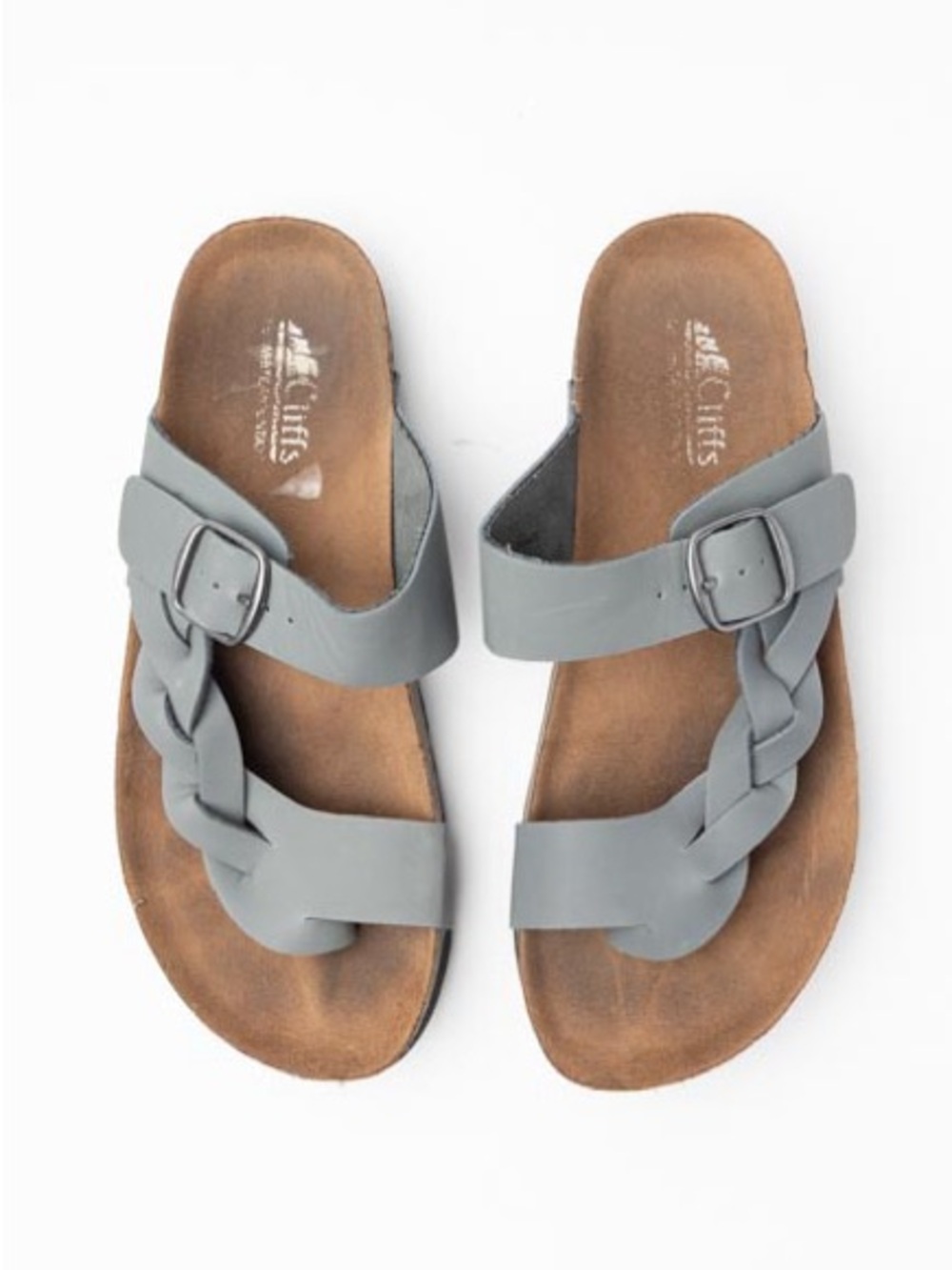 Cliffs by WHITE MOUNTAIN Gray Braided Buckle Sandals